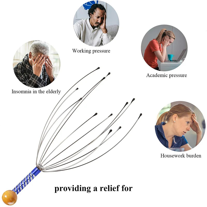 Octopus Head Massager and Relaxing Scalp Stress Relief Tool