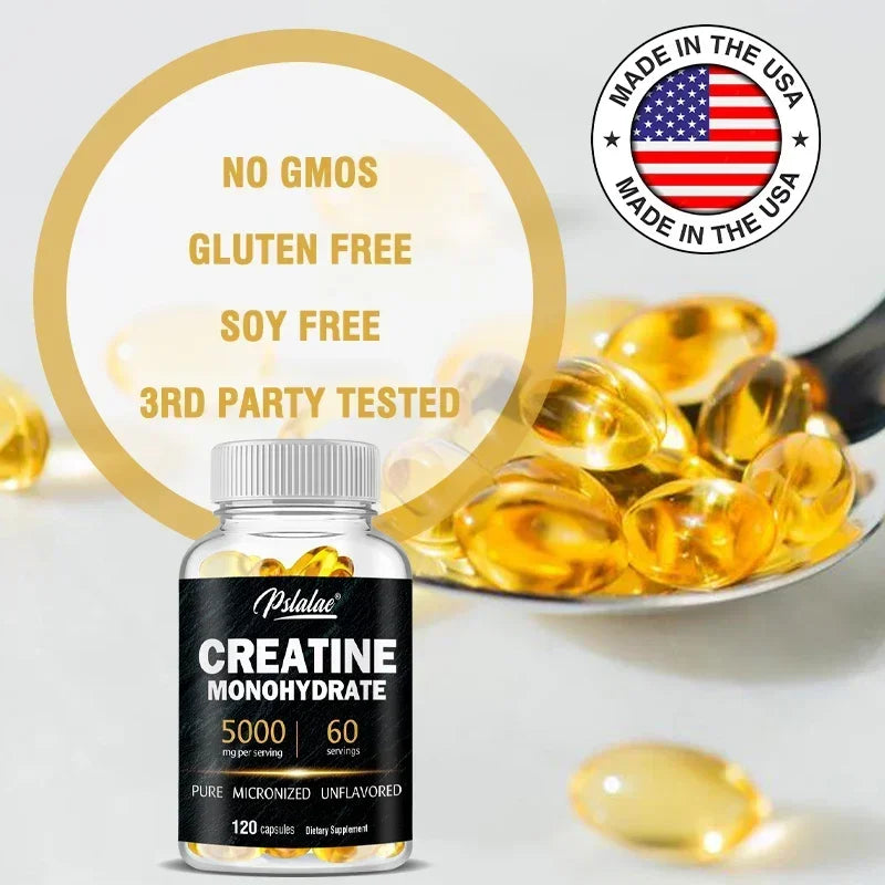 Pure creatine monohydrate powder supplement for muscle building and strength gains