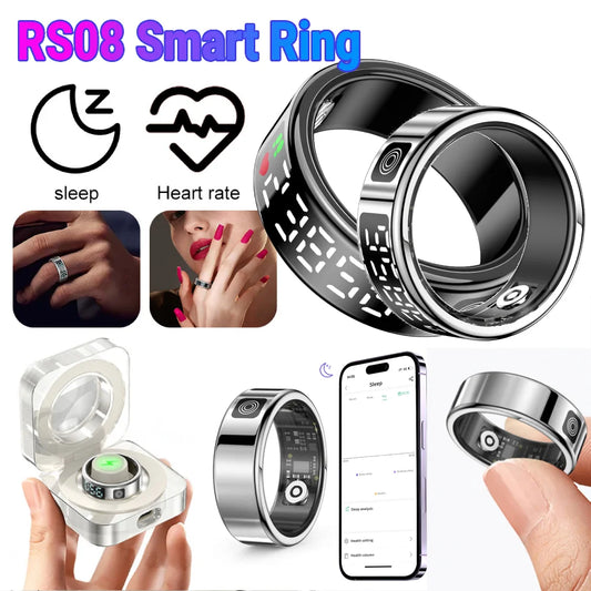 Sleek smart ring with health tracking sensors for fitness and sleep monitoring