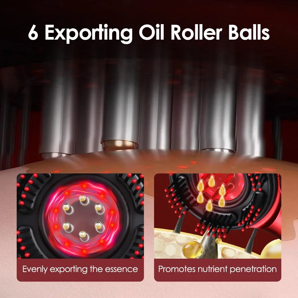 Electric scalp massage comb with LED light therapy, HD display, and 72 massage teeth for hair growth and relaxation