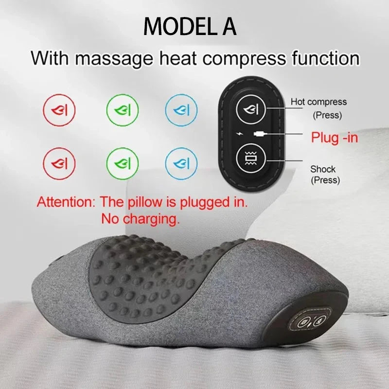 Electric Neck Massager Pillow with Heat & Vibration – Cervical Traction Massage Device