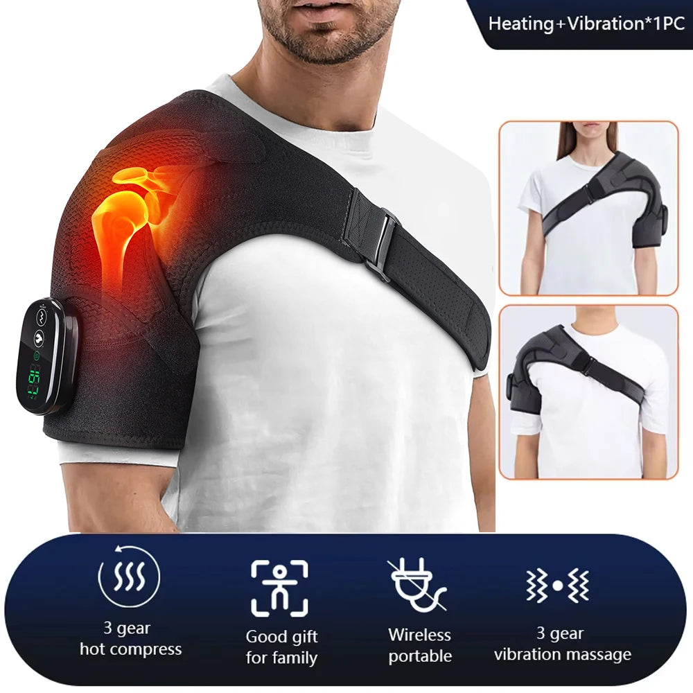 Premium neoprene material on shoulder brace providing compression support and heat retention