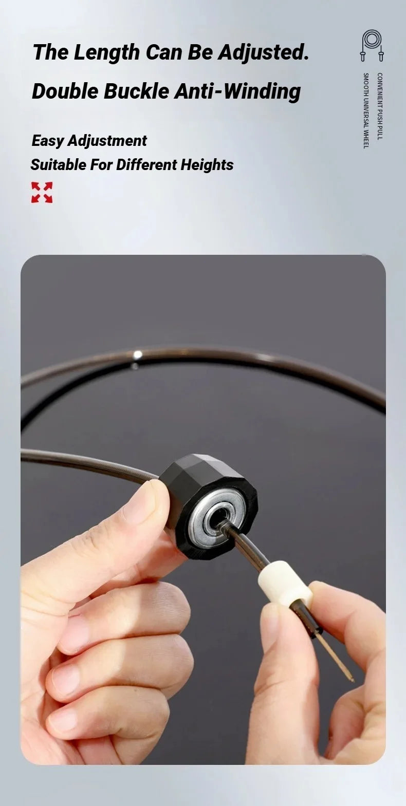 Adjustable speed jump rope with ergonomic handles