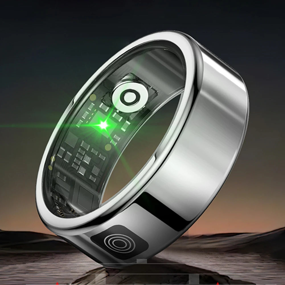 Sleek smart ring with health tracking sensors for fitness and sleep monitoring