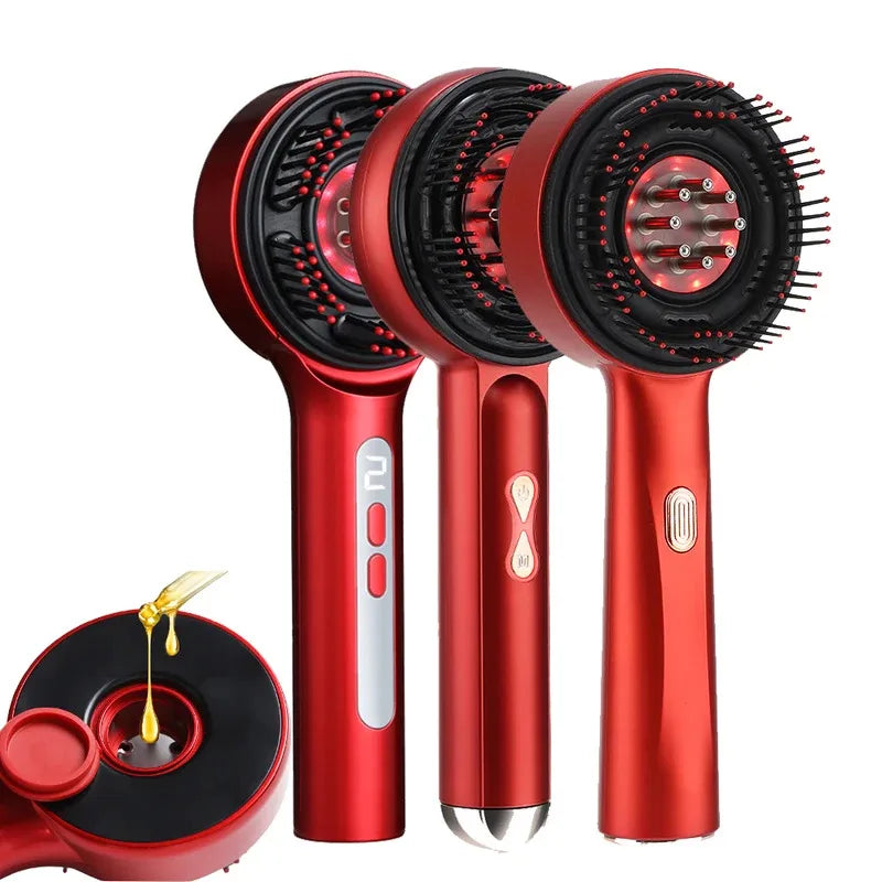 Electric scalp massage comb with LED light therapy, HD display, and 72 massage teeth for hair growth and relaxation
