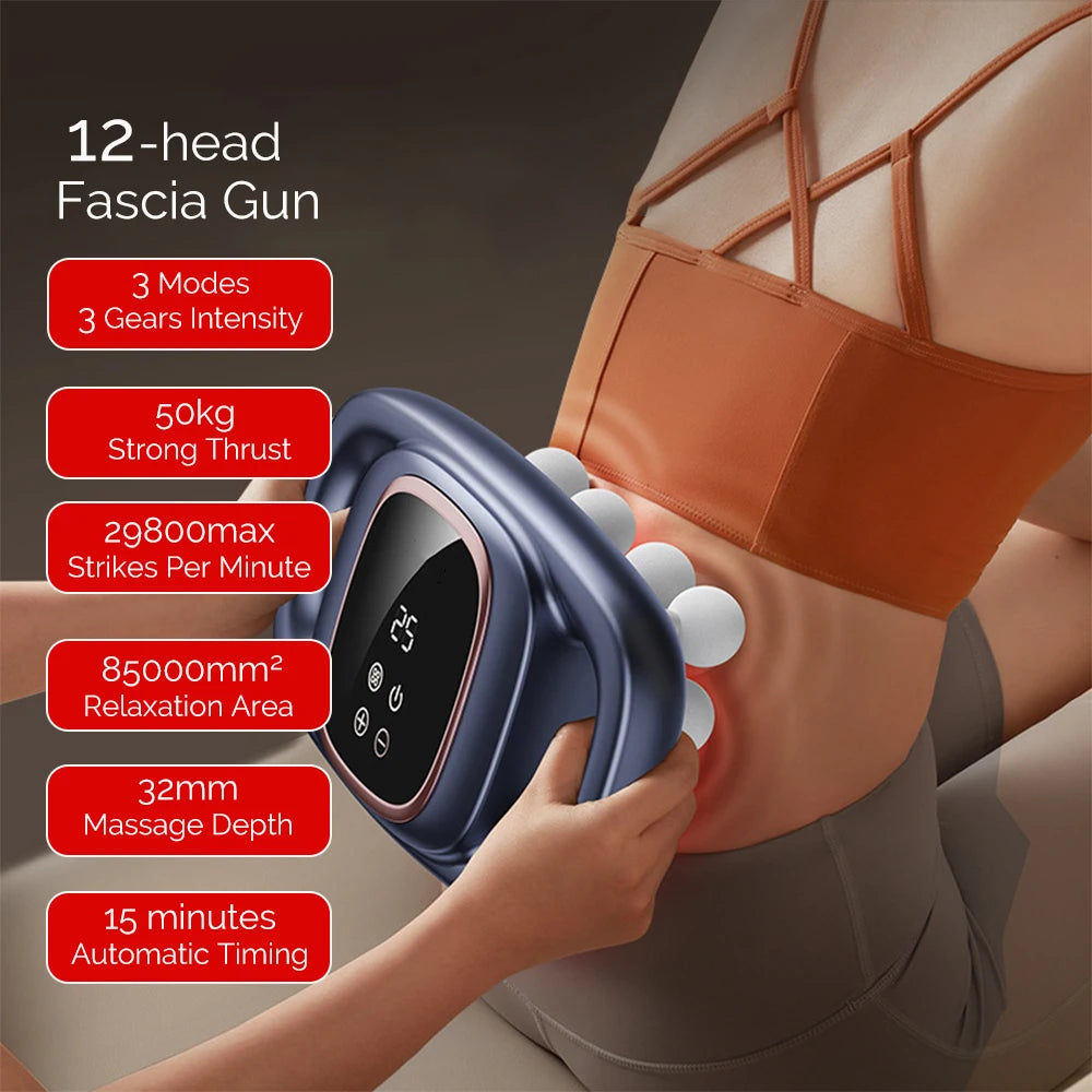 12-Head Fascia Gun Deep Tissue Muscle Massage Tool