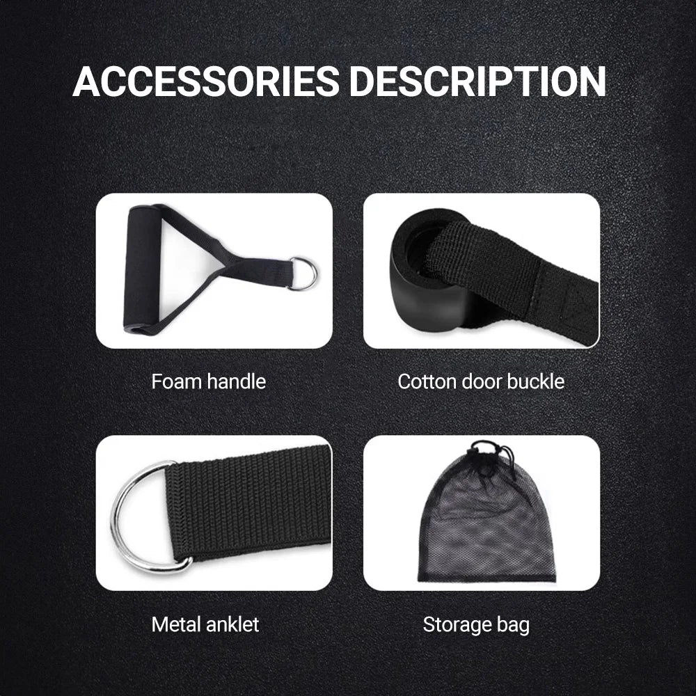 10-14pcs Resistance Bands Set – Pull Rope Muscle Training Belt with Handles, Door Anchor & Carry Bag