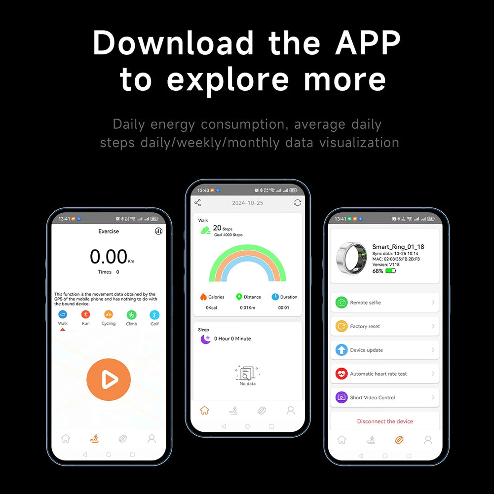 Sleek smart ring with health tracking sensors for fitness and sleep monitoring