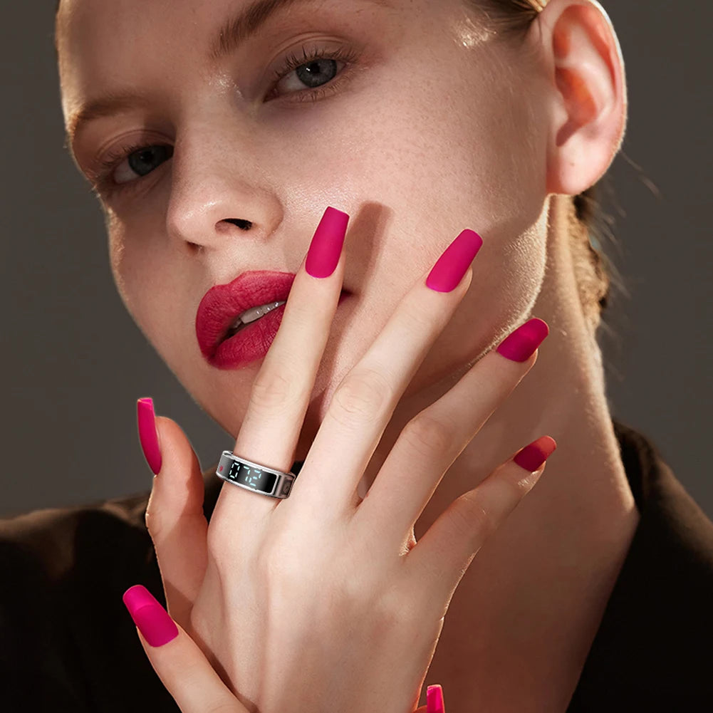 Sleek smart ring with health tracking sensors for fitness and sleep monitoring