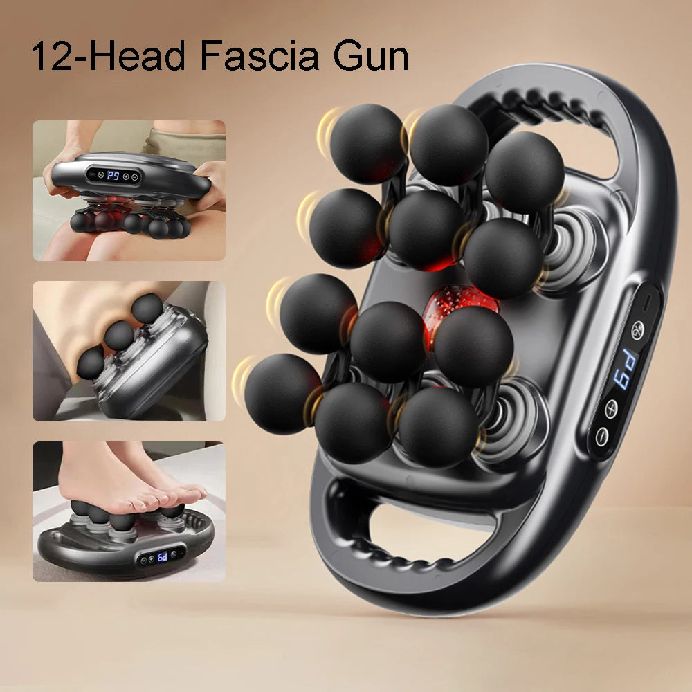 12-Head Fascia Gun Deep Tissue Muscle Massage Tool