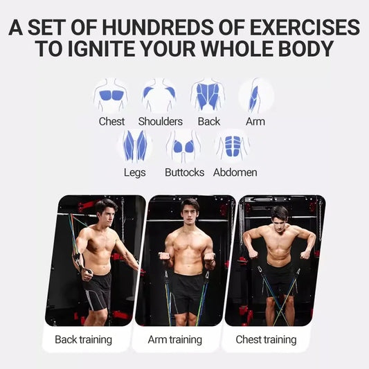 10-14pcs Resistance Bands Set – Pull Rope Muscle Training Belt with Handles, Door Anchor & Carry Bag