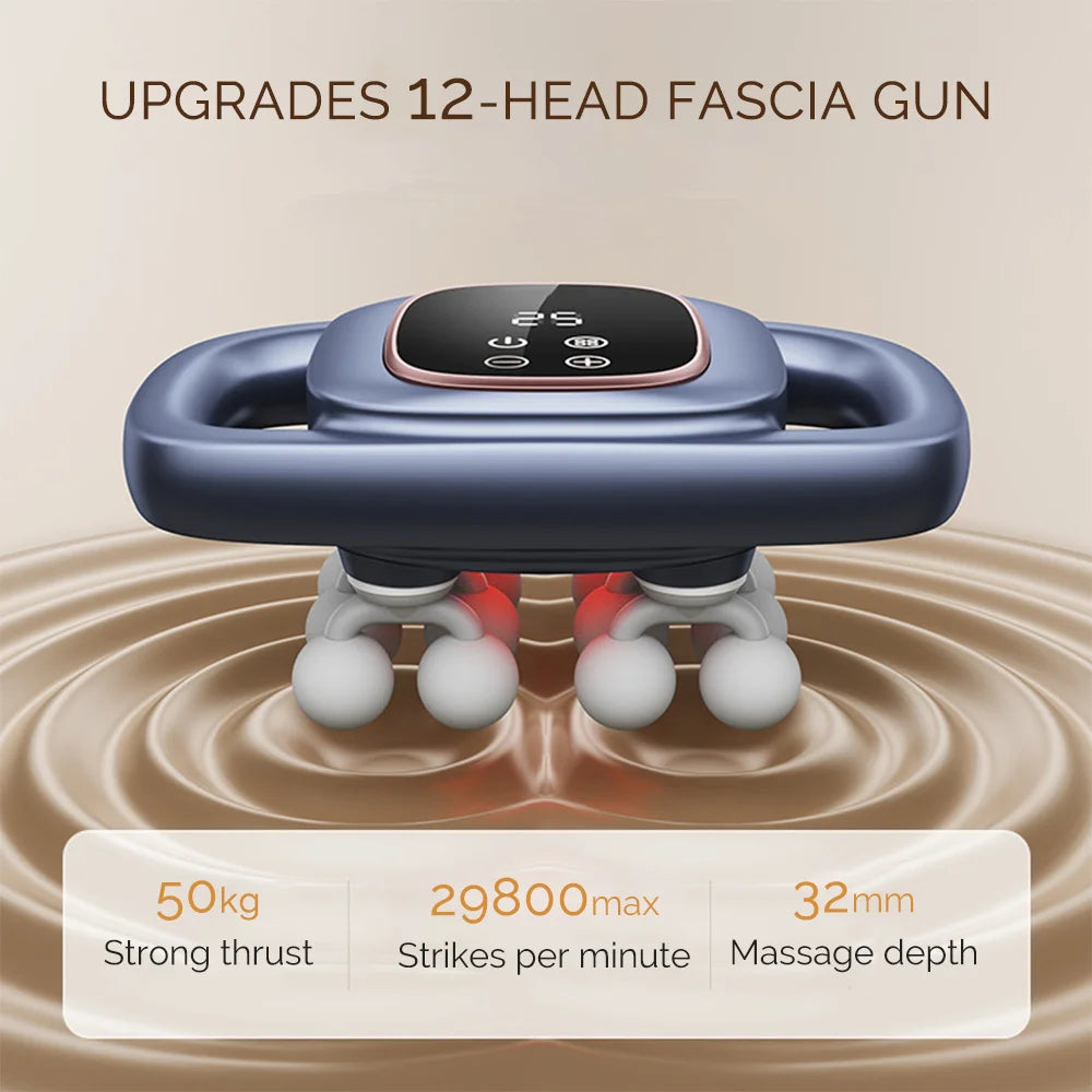 12-Head Fascia Gun Deep Tissue Muscle Massage Tool