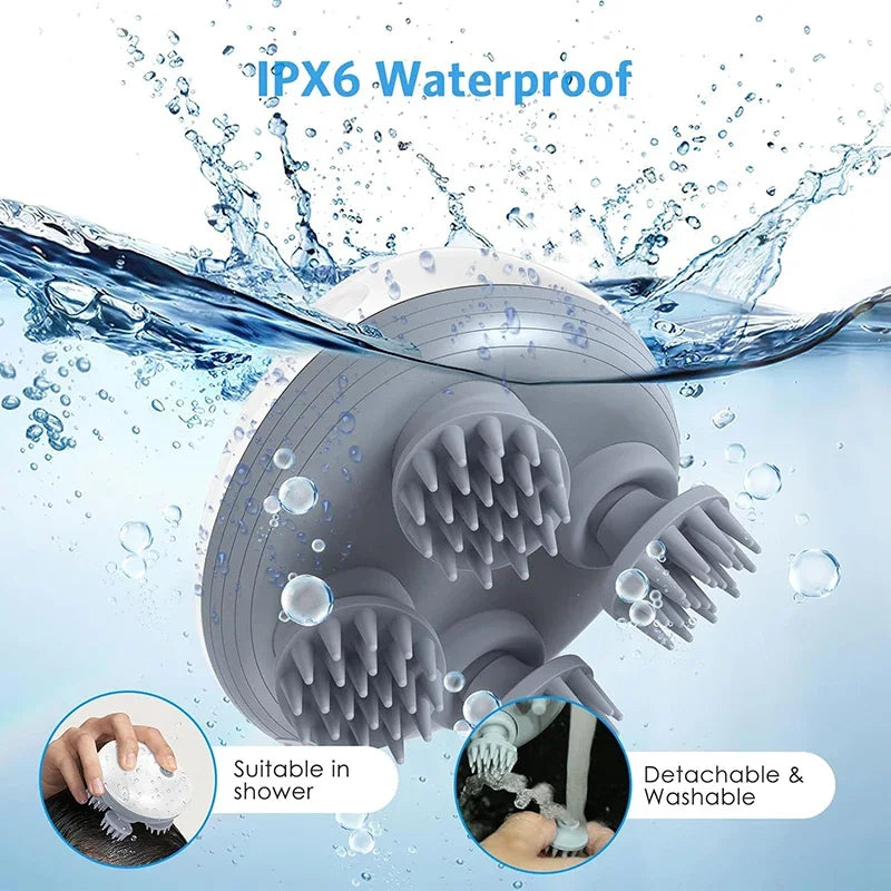 Electric scalp head massager with 4 massage heads for stress relief and relaxation