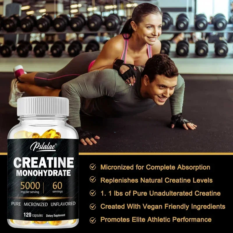 Pure creatine monohydrate powder supplement for muscle building and strength gains