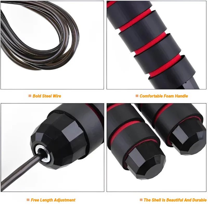 Adjustable speed jump rope with ergonomic handles