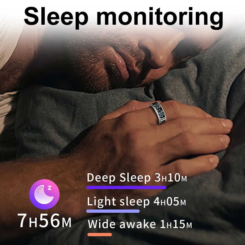 Sleek smart ring with health tracking sensors for fitness and sleep monitoring