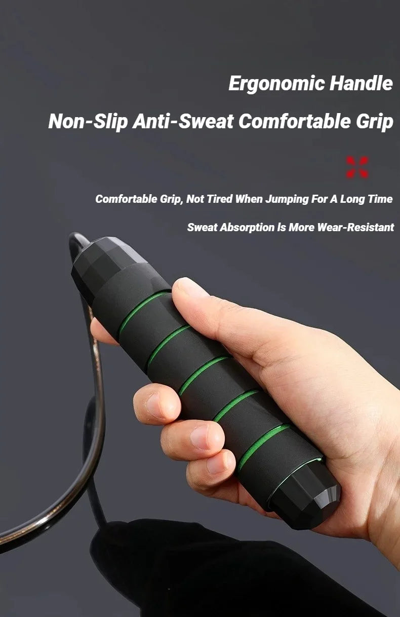 Adjustable speed jump rope with ergonomic handles