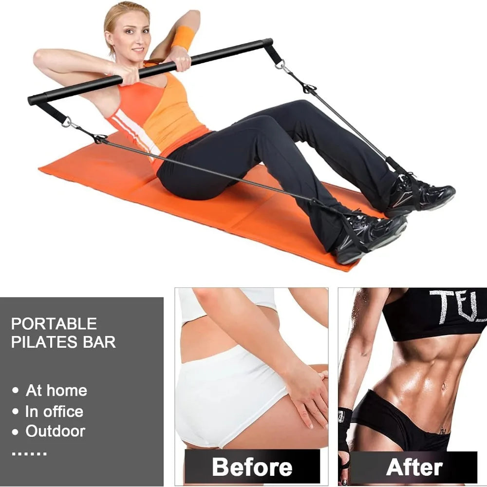 Resistance Bands Set with Fitness Bar Workout Gym