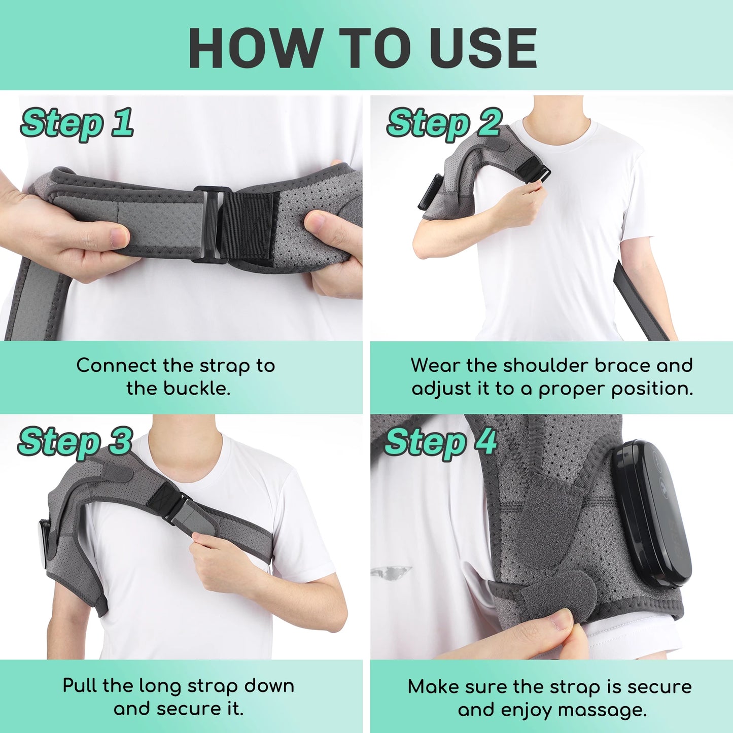 Adjustable velcro straps on therapeutic shoulder brace for customizable fit and compression