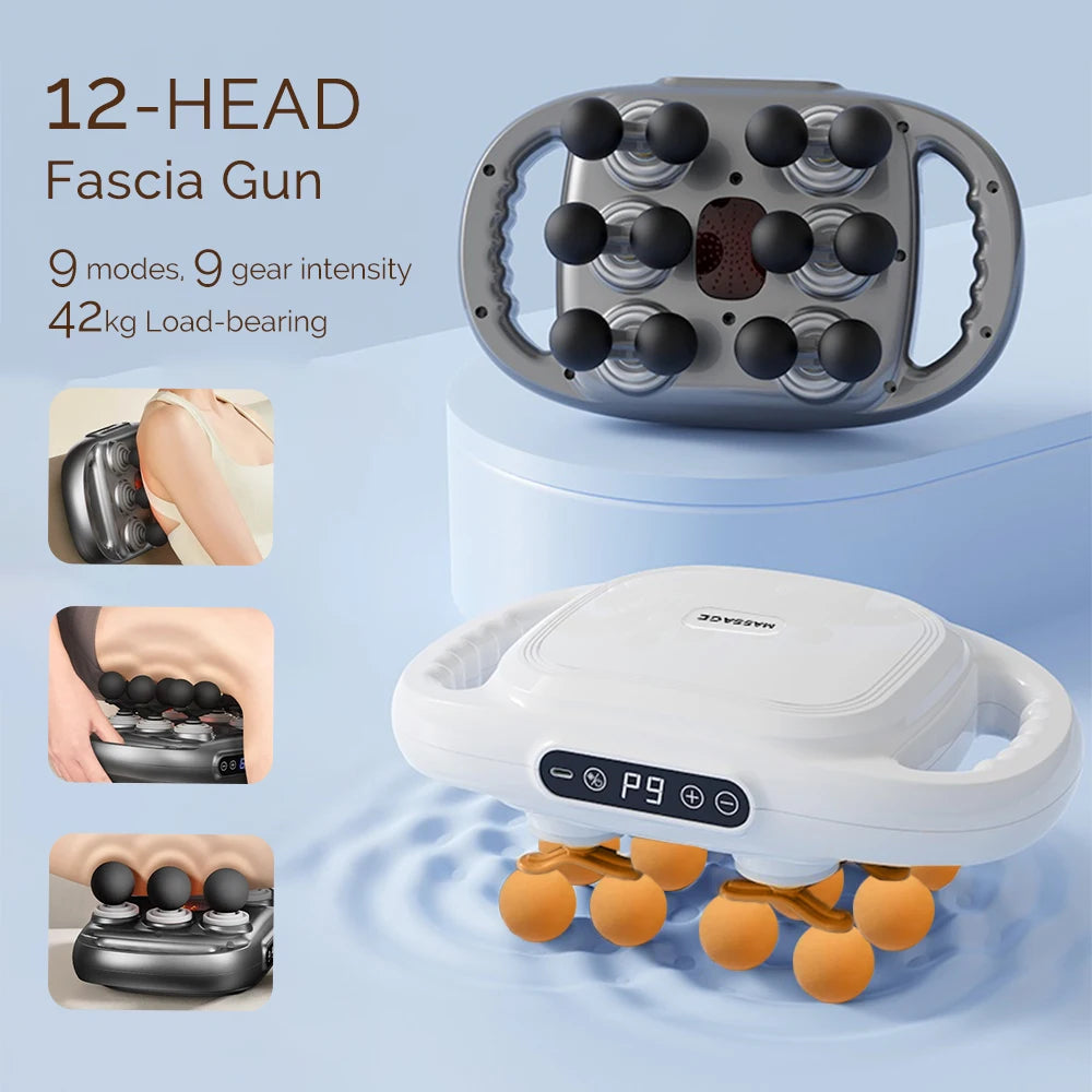 12-Head Fascia Gun Deep Tissue Muscle Massage Tool