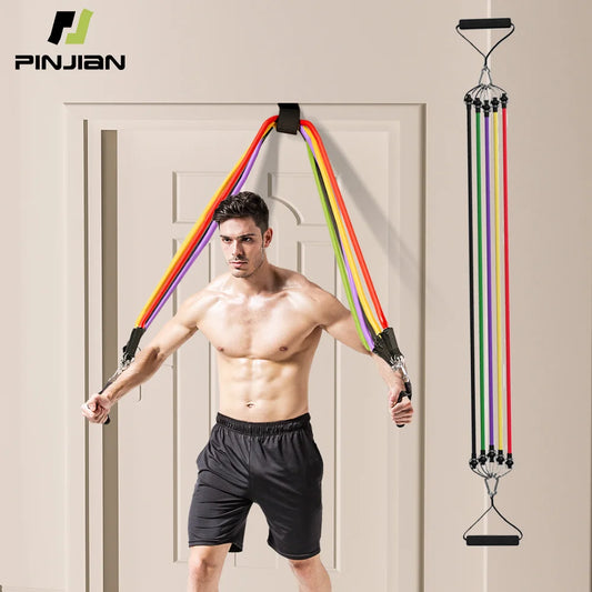 10-14pcs Resistance Bands Set – Pull Rope Muscle Training Belt with Handles, Door Anchor & Carry Bag