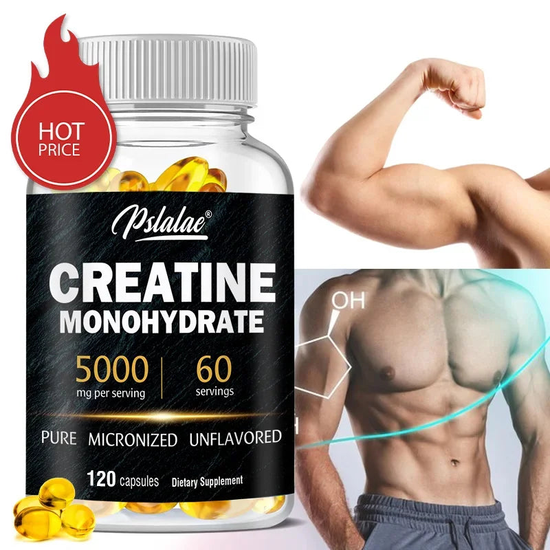 Pure creatine monohydrate powder supplement for muscle building and strength gains