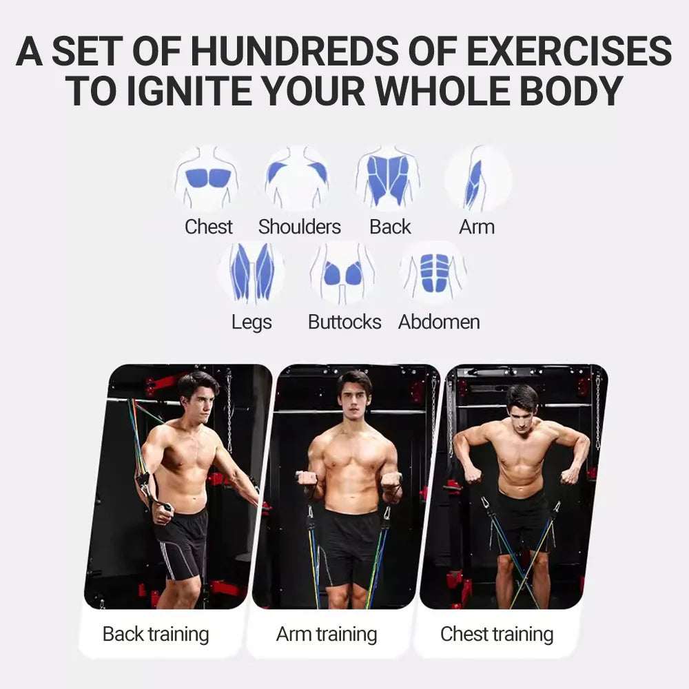 10-14pcs Resistance Bands Set – Pull Rope Muscle Training Belt with Handles, Door Anchor & Carry Bag