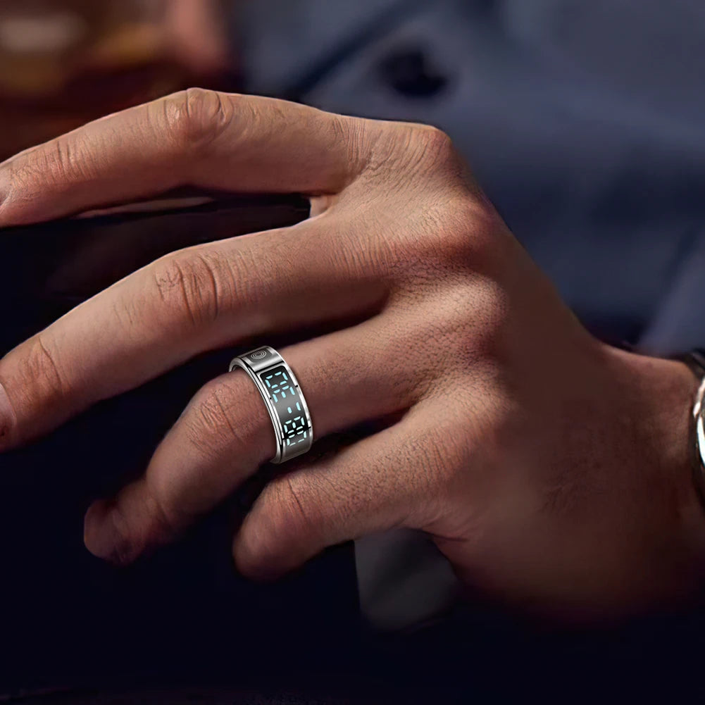 Sleek smart ring with health tracking sensors for fitness and sleep monitoring