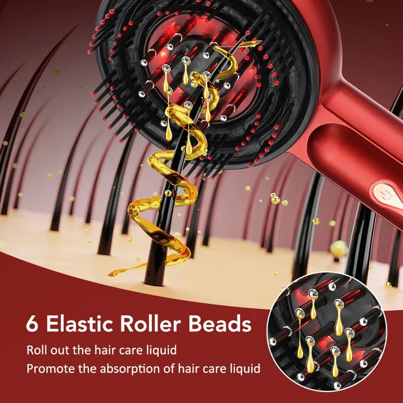 Electric scalp massage comb with LED light therapy, HD display, and 72 massage teeth for hair growth and relaxation